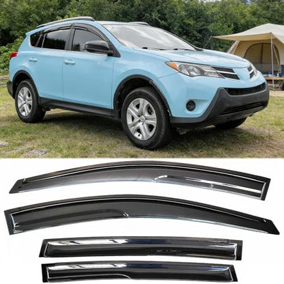 Window Visors Rain Guards Deflectors Compatible with 2013-2018 Toyota RAV4,Side Window Deflector Sun Shade Vent Visors Weather Shields for RAV4 13-18,Car Accessories Smoke 4-Pieces Set - size: 2013-2018 RAV4