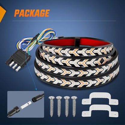 Nilight Truck Tailgate Light Strip 60Inch Arrow 540 LED with Red Running Brake Lights Amber Turn Signals Strobe Lights - color: 60" Tailgate Light Strip Red/Amber Arrow