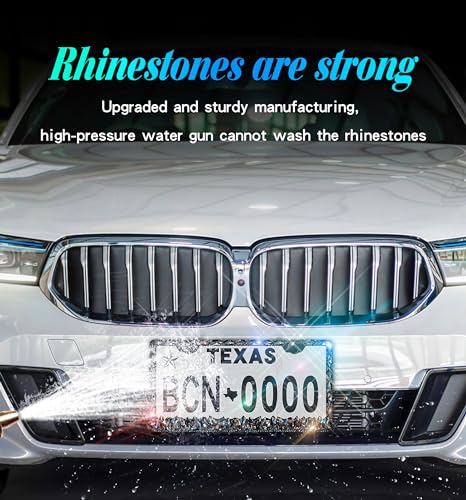 2 Pack Bling License Plate Frame for Women Murimt Gem Diamond Rhinestone License Plate Frames Handcrafted Stainless Steel Bedazzled License Plate Cover | Holder High-End Gift Box（Black）… - color: CPJ-03-black-2