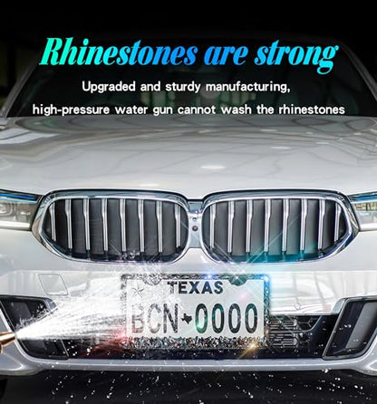 Rhinestone License Plate Frames 1 Pack Sparkly Glitter Bedazzled License Plate Frame Bling License Plate Holder Cover - High End Gift Box Packaging Bling Car Accessories for Women - color: CPJ-03-black-1pack