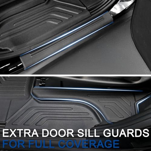 Floor Mats Set for 2021-2025 2026 Chevrolet Chevy Tahoe/GMC Yukon 7 Seat Bucket Seat Accessories(Not for Yukon XL), All Weather TPE Cargo Mat Liner Backrest Mat Door Sill Protectors - style: Floor Mats Set