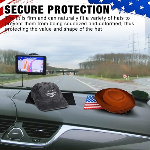 2PCS Cowboy Hat Dashboard Holder Mat – Anti-Slip Hat Shape Protector for Truck & Pickup SUV Dash – Heat-Resistant Mat for Car, Secures Hats and Items on The Road