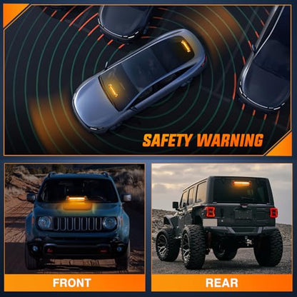 Nilight 12LED Traffic Advisor Strobe Light Bar Amber Emergency Warning Hazard Safety Dash Front/Rear Windshield Flashing Lights for Cars Trucks Police Firefighter Plow Construction Vehicles - color: Amber
