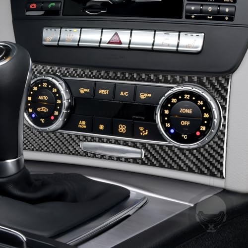 NVCNX Carbon Fiber Compatible with Mercedes-Benz C-Class W204 C250 C300 C350 C63 AMG 2012 2013 2014 Sedan / 2012-2015 Coupe Accessories Dash AC Control Panel Cover Sticker Decal Interior Trim A 1PC - color: Dash Ac Climate Control Panel Trim a - for 2012+
