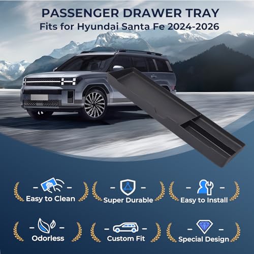 Upper Glove Box Organizer for Hyundai Santa Fe 2026 2025 2024, Interior Accessories Passenger Side Storage Drawer Box Organizer Insert Tray for 2024-2026 Santa Fe, Black - style: 6) Fits for 2024-2026 Santa Fe