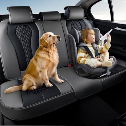 Coverado Car Seat Covers, Back Car Seat Cover, 3-Pieces Leather Seat Cover, Luxury Car Seat Cushion, Luxury Seat Cover Seat Protector Universal Most Cars Trucks SUV - color: Gray/Black, size: Back Seat Cover