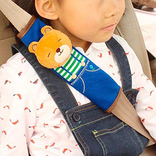 Tianmei 2Pcs Cute Cartoon Doll Styling Car Seat Belt Cover Shoulder Strap Pad (Bear) - color: Bear Navy - 2PCS