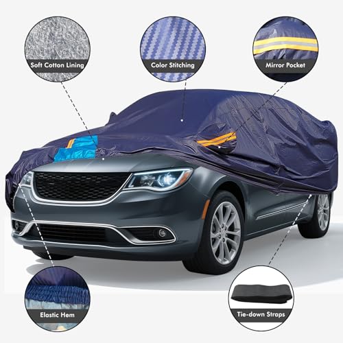 Car Cover Waterproof All Weather, 6 Layers Outdoor Full Exterior Cover Rain Sun UV Snowproof Protection with Zipper Cotton, Mirror Pocket for Chrysler Voyager - style: Chrysler Voyager