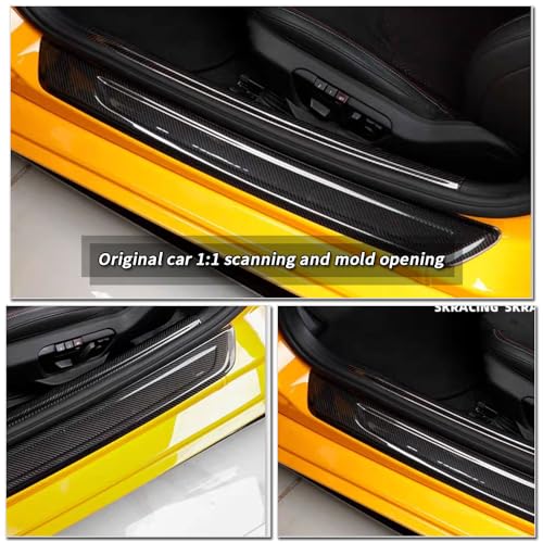 for 2019-2022 Toyota Supra Car Interior Accessories Real Dry Carbon Fiber Door Sill Trim Strips 4PCS (Black Carbon)