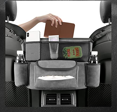 JEYODA Car Handbag Holder Between Seats Suede Large Capacity Car Purse Holder Automotive Consoles & Organizers for Document Phone Storage Car Organizer(1925-style 2 grey) - color: Grey