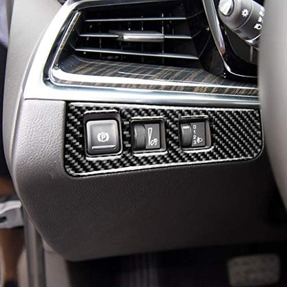 NVCNX Carbon Fiber Compatible with Cadillac XT6 2020-2025 / XT5 2017-2025 2018 2019 2020 2021 2022 2023 2024 Accessories Car Electronic Handbrake Button Panel Cover Interior Trim Black -B - color: Electronic Handbrake Button Panel - B