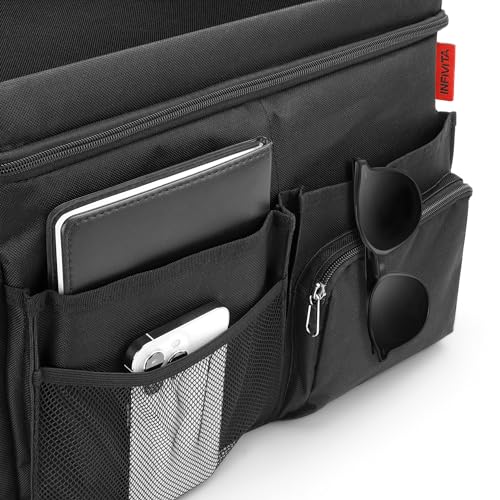 Waterproof Car Organizer with Lid, Car Cooler Bag with Cup Holder and Tissue Box