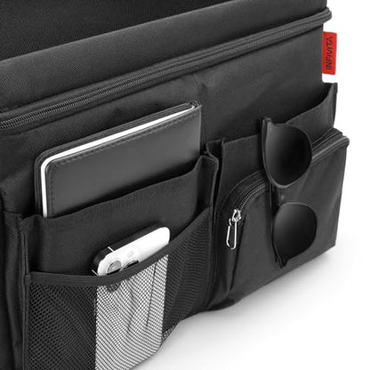 Waterproof Car Organizer with Lid, Car Cooler Bag with Cup Holder and Tissue Box