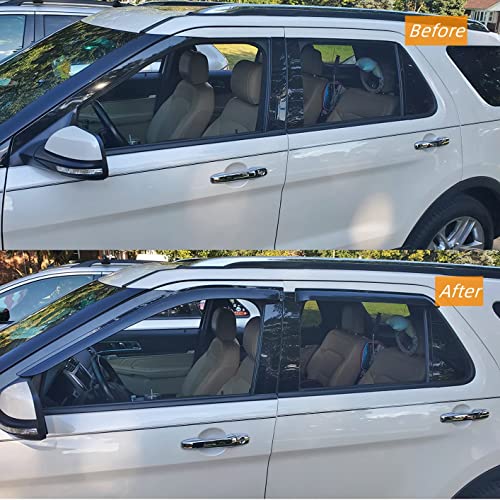 194040 Side Wind Vent Deflector, 4pcs in Channel Dark Smoke Rain Guards Set, Window Visors fit for 2007-2013 Chevy Silverado/GMC Sierra 1500,2007-2014 2500HD/3500HD with Extended Cab - size: 07-13 Double/Extend Cab（In Channel)