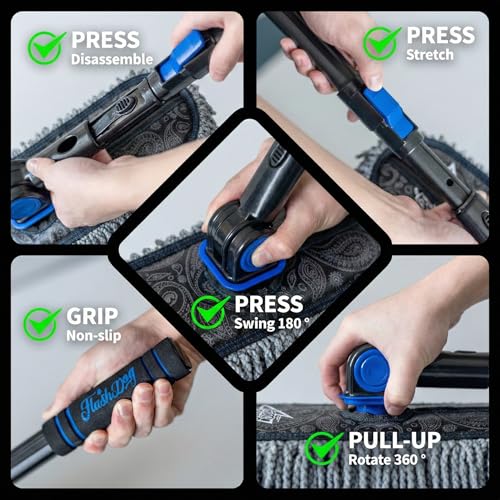 Flash Dog Microfiber Car Duster Exterior - Scratch Free Waterless Cleaning Brush for Cars/SUV/Truck Roofs, Windshields | Telescopic Aluminum Alloy Handle - color: Gray