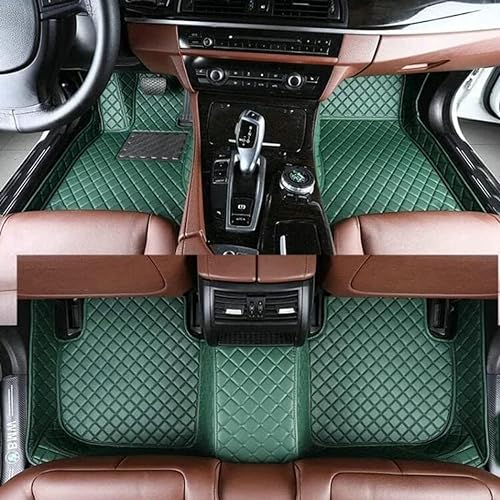 Custom Making Car Floor Mats for 96% Car Model Luxury Leather All Weather Waterproof Anti-Skid Full Coverage Liners (Green) - color: green