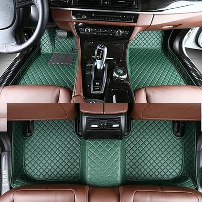 Custom Making Car Floor Mats for 96% Car Model Luxury Leather All Weather Waterproof Anti-Skid Full Coverage Liners (Green) - color: green
