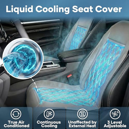 Liquid Cooling Car Seat Cover Front Seat, Air Conditioned Cooling Seat Cooler (Not Fan), Cooling Seat Cushion for Cars with 3 Modes, Quiet, Works Without A/C, Fits Car SUV Truck, Dark Gray - color: Dark Gray