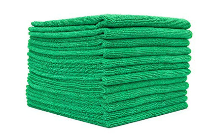The Rag Company - All-Purpose Microfiber Terry Cleaning Towels - Commercial Grade, Highly Absorbent, Lint-Free, Streak-Free, Kitchens, Bathrooms, Offices, 300gsm, 12in x 12in, Green (12-Pack) - color: Green, size: 12in x 12in
