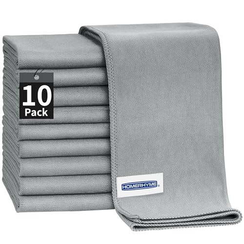 Microfiber Cleaning Cloth - 10 Pack Glasses Cleaning Cloth, 16" x 14" Window Cleaning Rags, Streak Free Lint Free Polishing Cloths Wipes for Eye Glass, Stainless Steel, Windshield, Grey - color: Grey, size: 10 Pk-16" X 14"