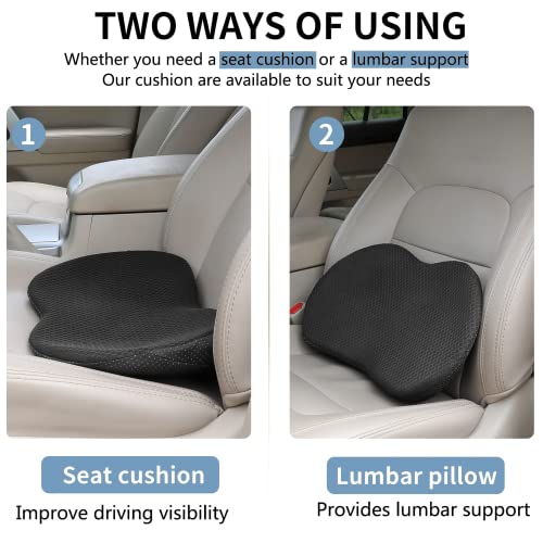 Car Seat Cushion, Memory Foam Seat Pad for Sciatica and Lower Back Pain Relief, Seat Cushion for Car Seat Driver (Black) - color: Black