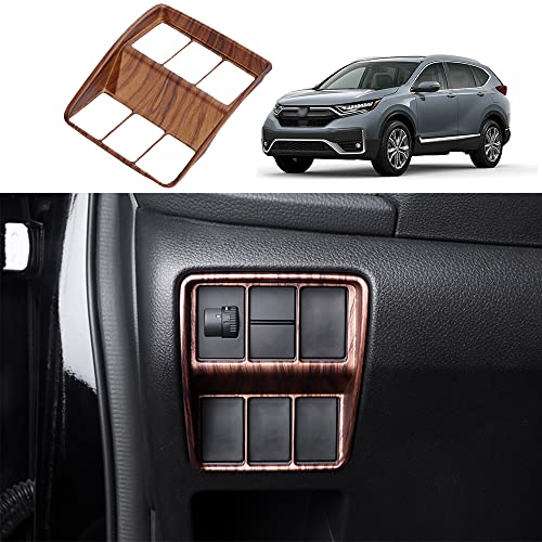 for CR-V 2017-2022 ABS Peach Wood Headlight Switch Button Frame Cover Trim Sticker Automotive Interior Decoration Accessories for Honda CRV 2017 2018 2019 2020 2021 2022 - color: Headlight Switch Frame