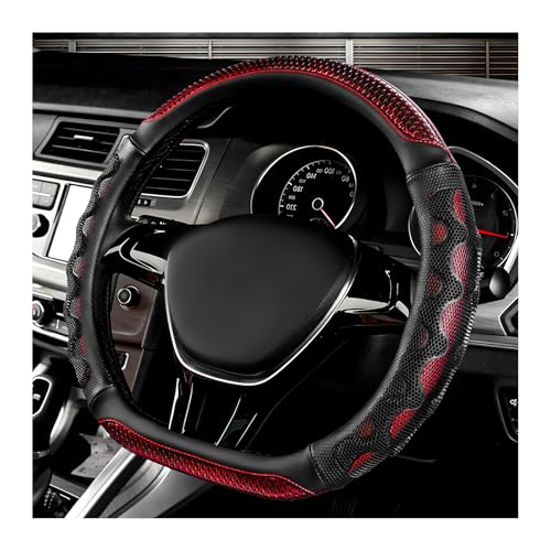 Car Steering Wheel Cover, 15 Inch Anti-Slip Steering Wheel Cover Protector with 3D Honeycomb Design, Universal Steering Wheel Covers for Cars Truck SUV, Car Accessories (Red) - color: Red