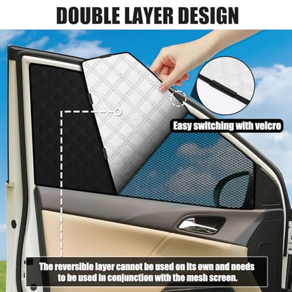 ZATOTOO Car Window Shades for Toyota 4Runner 2017-2024 Sun Shade for Side Window & Rear Windshield Double Layer for Privacy Protection UV Heat Insulation for Camping Nap Parking(No Front Windshield) - size: 4runner-(17-24)