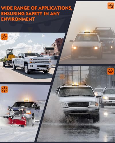 LUMENIX LED Roof Top Strobe Beacon Light Bar Rooftop Security Warning Emergency Flashing Plow Lights for Construction Vehicles Tow Commercial Trucks Postal Cars Snowplow - Amber White - color: Amber and White