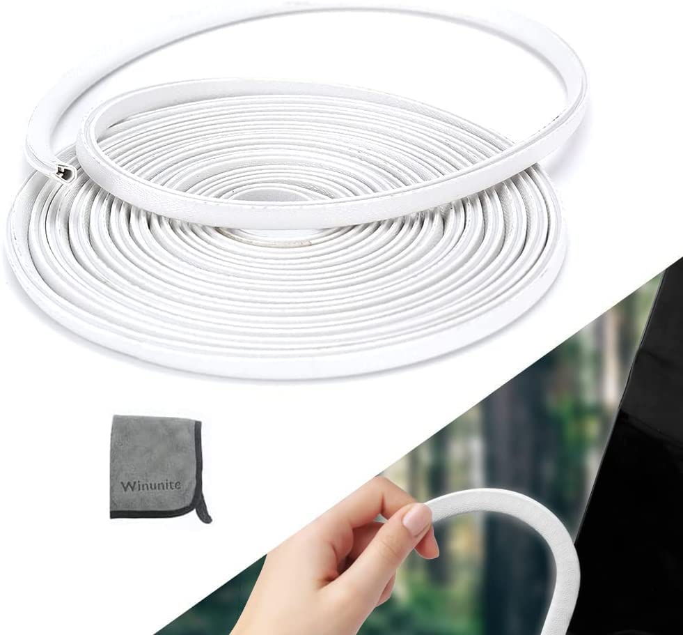 Winunite 16.4ft(5m) Car Door Edge Guards White – Fits Most Vehicles, No Glue, U-Shaped, Built-in Metal Clips, Scratch and Chip Resistant – Reduces Dings in Parking Lots - color: white, size: 16-2/5Ft