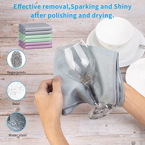 Fish Scale Streak Free Magic Glass Window Car Mirror Microfiber Cleaning Cloth Cleaner Cloths,Lint Free Stainless Steel Windshield Shower Cleaning Cloth,Miracle Polishing Towels Shiny Wipes,Pack 6,Mix - color: Mix