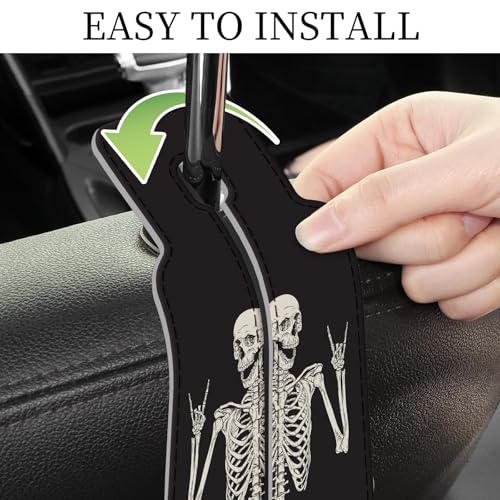 PU Leather Car Seat Hook, Storage Headrest Hanger, Cute Car Backseat Organizer, Car Hooks for Purses and Bags Skull Human Skeleton - color: Skull Human Skeleton