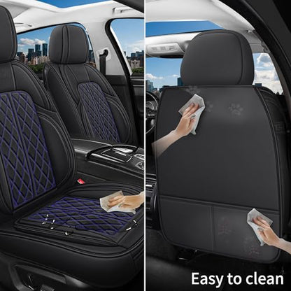 Leather Automotive Seat Covers Universal Fit for Cars, SUV, Sedans, Anti-Slip & Breathable (Black Blueline, Front Seat) - color: Black BlueLine, size: Front Seat