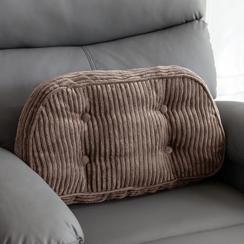 HIGOGOGO Lumbar Support Pillow for Recliner Chair/Accent Chair/Couch/Office Chair, Tufted Corduroy Back Support Cushion for Elderly, Recliner Cushions for Back Rest, Pain Relief, Reading, Brown - color: Brown