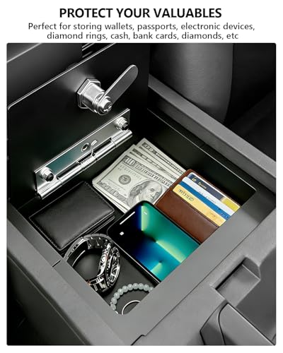 Center Console Safe Lock Box for Toyota 4runner 2025 2026 Accessories No Drill Anti-Theft Armrest Security Organizer with 3-Digit Combination Lock Carbon Steel Safe Vault Replacement - size: Toyota 4runner Safe Organizer