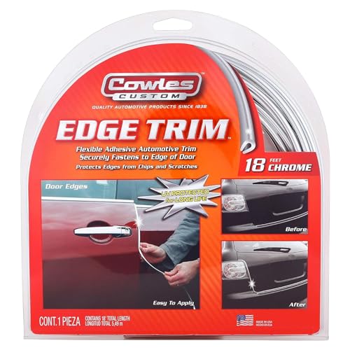 Cowles Custom - Enhanced 18ft Chrome U-Channel Edge Guard Trim, 18feet Rubber Bumper Protector accessory, Door Guard for Cars, Trucks, SUV, ATV, Boats - color: Chrome