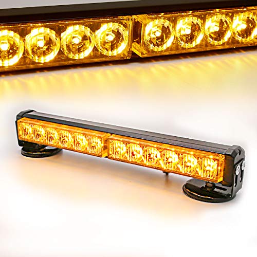 Amber Wireless Battery Traffic Advisor Emergency Lights Bar Beacon Led Strobe Warning Light Mini Roof Top Plow Hazard Flash with Magnetic Base Mount and 12 V Rechargeable Plug (Yellow, 12 LEDs)
