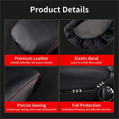 LECART Armrest Cover for Jeep Gladiator Accessories Wrangler JL JLU 2018-2022 Car Center Console Cover Black Leather Red Stitches Auto Interior Anti-Scratch Protector Pad