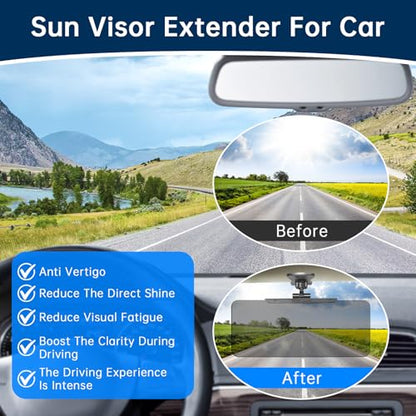 Sun Visor Extender for Cars, Upgraded Sun Visor Extender for Car Easy to Install, Universal UV400 Anti-Glare Protects from Glare, UV Rays, Snow Blindness for Safe Drivin, Clip on - size: Car Daytime-Upgraded