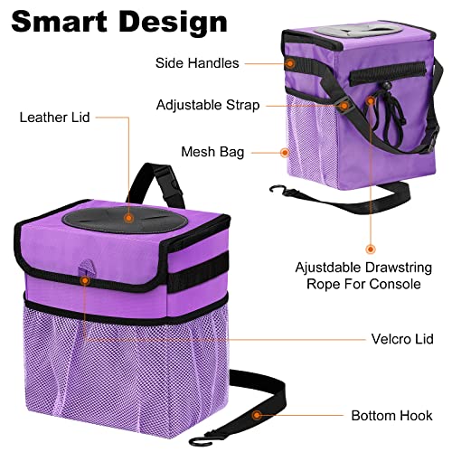 Car Trash Can Foldable Garbage Bin Leakproof 2.3 Gallons Car Trash Bag Purple - color: Purple, size: M-1PCS