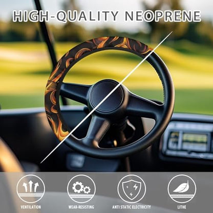 Fire Golf Cart Steering Wheel Covers for Club Car Anti-Slip Club Car Precedent Golf Cart Steering Wheel Cover Odorless Comfy Steering Wheel Cover for Golfer Friends - color: Fire