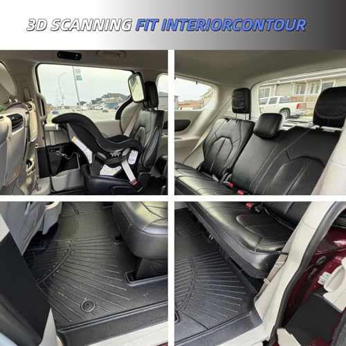Floor Mats for 2017-2025 2026 Chrysler Pacifica(Hybrid Models), Fit 7 and 8 Passenger Model with Cargo Liners,TPE All Weather Protection Car Full Set Mats,for Pacifica 2017-2026 car Accessories - size: 2017-2026 Pacifica Full Set Mat（non Fuel）