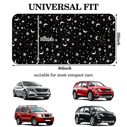Woanger Windshield Sun Shade Foldable Car Front Window Covers for Car Accessories Sun Heat UV Rays Visor Protector Protection for Universal Cars SUV Truck (Moon Star) - style: Moon Star