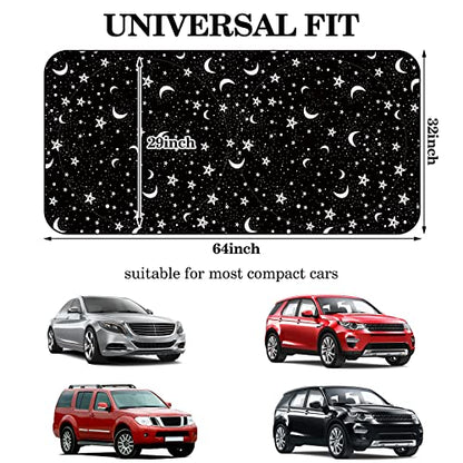 Woanger Windshield Sun Shade Foldable Car Front Window Covers for Car Accessories Sun Heat UV Rays Visor Protector Protection for Universal Cars SUV Truck (Moon Star) - style: Moon Star