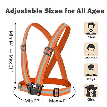 Reflective Vest, High Visibility Safety Vest Straps Reflective Gear for Night Running Walking Cycling for Men Women Kids - color: 2 Orange