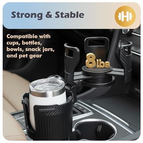OtterVerz 11 Upgraded Car Cup Holder Expander,2 in 1 Extra Cup Holder for Car, Double Automotive Cup Holder Extender Adapter, Fits Hydro Flask, Yeti, Nalgene, 32/40 oz Large Bottles Drinks Mugs - size: 2 cup holder