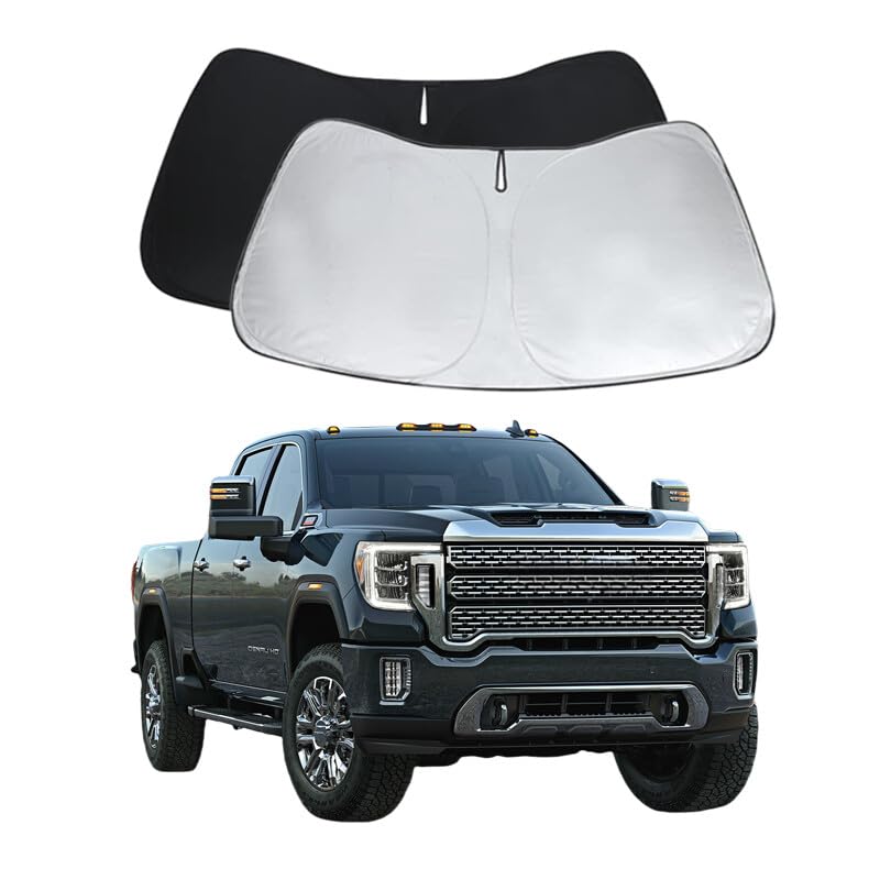 Sierra Custom Windshield Sun Shade for GMC Sierra1500/2500/3500 2019 2020 2021 2022 2023 2024 Front Window Sunshade Sun Visor 240T Shade Blocks UV Rays Car Accessories - size: GMC Sierra 2019-2024