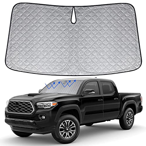6 Layers Front Windshield Sun Shade for 2016-2023 Toyota Tacoma (TRD Off-Road/SR/SR5/TRD Sport/TRD Pro/Limited 2Door 4Door), Foldable Car Sunshade with Storage Bag - size: 2016-2023 Toyota Tacoma