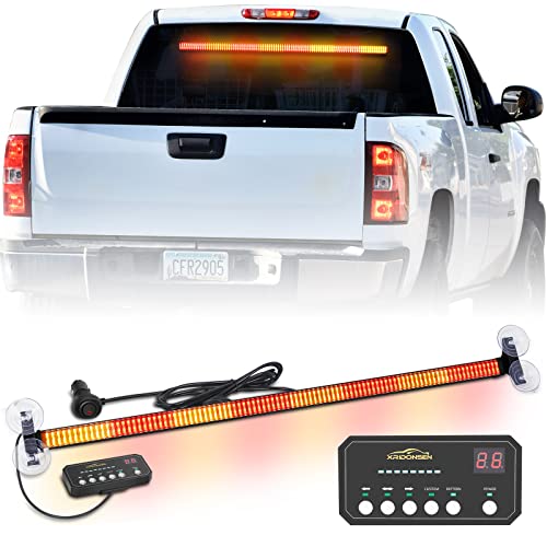 XRIDONSEN 35 inch Traffic Advisor Light Bar 144 LED Amber Red strobe lights Emergency Warning Flashing Safety Interior Windshield w/Directional Arrow for Construction Vehicles Snow plow Trucks - color: Amber/Red