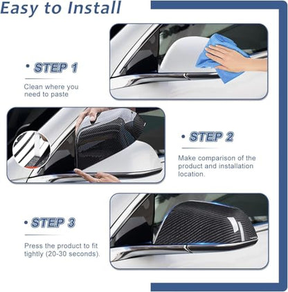 Real Carbon Fiber Side Mirror Cover Compatible with Tesla Model 3 Sedan 2017-2025, T-carbon Rearview Cover Compatible with Tesla Model 3 Exterior Mirror Caps Accessories (Black)